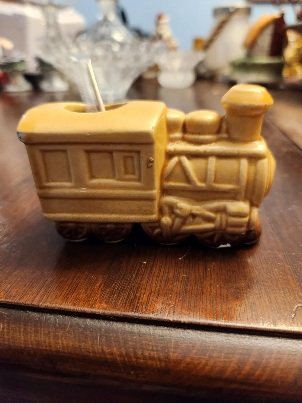 Vintage Yellow Ceramic Chattanooga Choo Choo Toothpick Holder